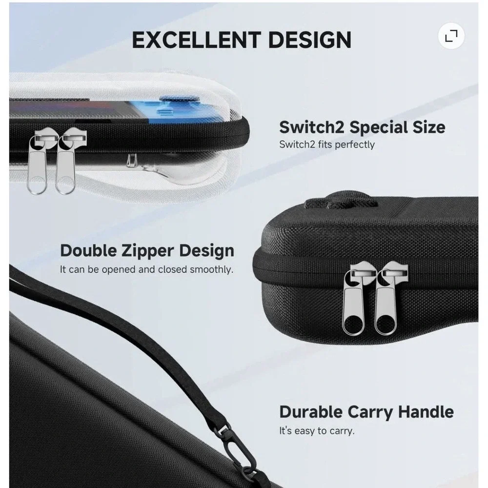 Nintendo Switch 2 Carrying Case Bundle Silicone Cover 2 HD Screen Protectors NEW